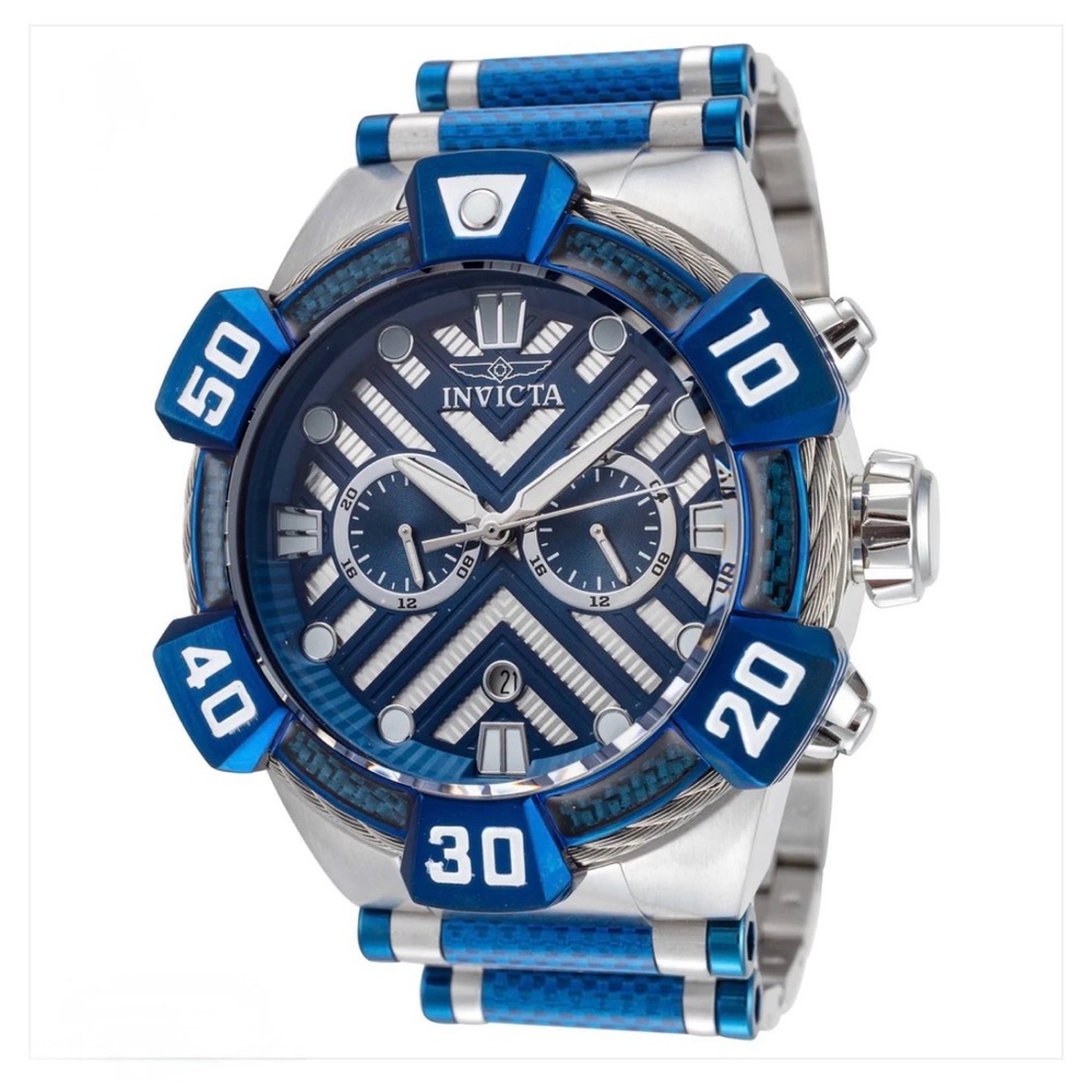Invicta Bolt Men's Watch w/ 3D Dial 52mm Blue Steel Carbon NEW! - Picture 12 of 12